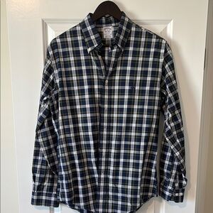 Brooks Brothers Regent Fit Blue Plaid Casual Button Down Shirt